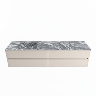 MONDIAZ VICA-DLUX 200cm badmeubel onderkast Linen 4 lades. Inbouw wastafel CLOUD links 1 kraangat, kleur Lava.