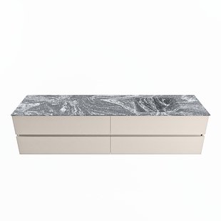 MONDIAZ VICA-DLUX 200cm badmeubel onderkast Linen 4 lades. Inbouw wastafel CLOUD rechts 1 kraangat, kleur Lava.