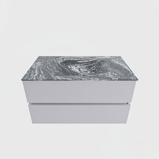 MONDIAZ VICA-DLUX 90cm badmeubel onderkast Cale 2 lades. Inbouw wastafel CLOUD midden zonder kraangat, kleur Lava.