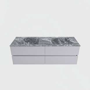 MONDIAZ VICA-DLUX 150cm badmeubel onderkast Cale 4 lades. Inbouw wastafel CLOUD dubbel zonder kraangat, kleur Lava.