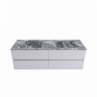 MONDIAZ VICA-DLUX 150cm badmeubel onderkast Cale 4 lades. Inbouw wastafel CLOUD dubbel 2 kraangaten, kleur Lava.