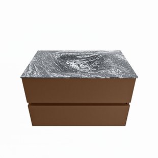 MONDIAZ VICA-DLUX 80cm badmeubel onderkast Rust 2 lades. Inbouw wastafel CLOUD midden 1 kraangat, kleur Lava.