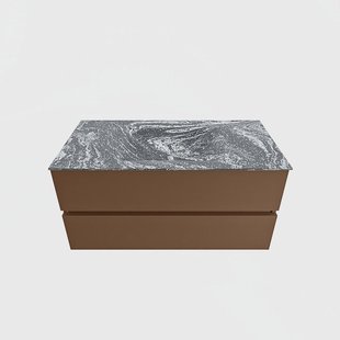 MONDIAZ VICA-DLUX 100cm badmeubel onderkast Rust 2 lades. Inbouw wastafel CLOUD midden 1 kraangat, kleur Lava.