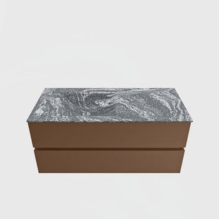 MONDIAZ VICA-DLUX 110cm badmeubel onderkast Rust 2 lades. Inbouw wastafel CLOUD links 1 kraangat, kleur Lava.