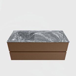 MONDIAZ VICA-DLUX 120cm badmeubel onderkast Rust 2 lades. Inbouw wastafel CLOUD links 1 kraangat, kleur Lava.