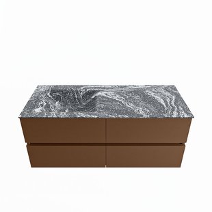 MONDIAZ VICA-DLUX 120cm badmeubel onderkast Rust 4 lades. Inbouw wastafel CLOUD links 1 kraangat, kleur Lava.