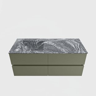 MONDIAZ VICA-DLUX 120cm badmeubel onderkast Army 4 lades. Inbouw wastafel CLOUD links zonder kraangat, kleur Lava.