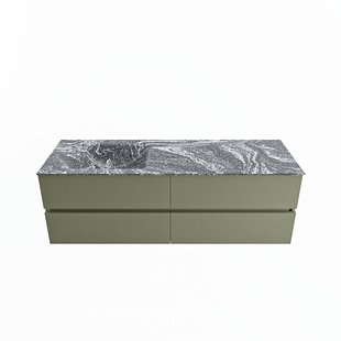 MONDIAZ VICA-DLUX 150cm badmeubel onderkast Army 4 lades. Inbouw wastafel CLOUD links 1 kraangat, kleur Lava.