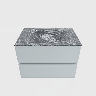 MONDIAZ VICA-DLUX 70cm badmeubel onderkast Clay 2 lades. Inbouw wastafel CLOUD midden 1 kraangat, kleur Lava.