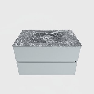 MONDIAZ VICA-DLUX 80cm badmeubel onderkast Clay 2 lades. Inbouw wastafel CLOUD midden 1 kraangat, kleur Lava.