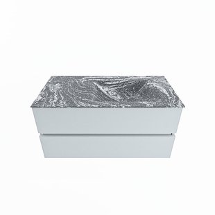 MONDIAZ VICA-DLUX 100cm badmeubel onderkast Clay 2 lades. Inbouw wastafel CLOUD rechts zonder kraangat, kleur Lava.