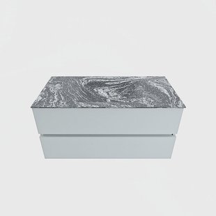 MONDIAZ VICA-DLUX 100cm badmeubel onderkast Clay 2 lades. Inbouw wastafel CLOUD midden 1 kraangat, kleur Lava.