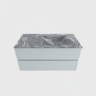 MONDIAZ VICA-DLUX 100cm badmeubel onderkast Clay 2 lades. Inbouw wastafel CLOUD rechts 1 kraangat, kleur Lava.