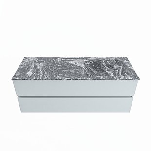 MONDIAZ VICA-DLUX 130cm badmeubel onderkast Clay 2 lades. Inbouw wastafel CLOUD rechts zonder kraangat, kleur Lava.