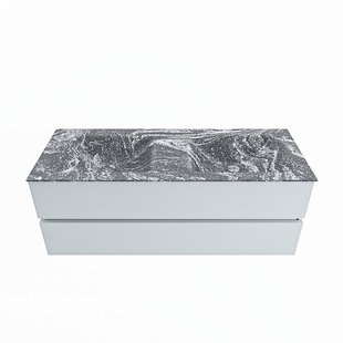 MONDIAZ VICA-DLUX 130cm badmeubel onderkast Clay 2 lades. Inbouw wastafel CLOUD dubbel zonder kraangat, kleur Lava.