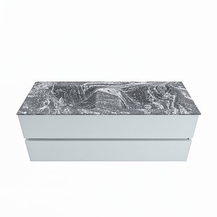 MONDIAZ VICA-DLUX 130cm badmeubel onderkast Clay 2 lades. Inbouw wastafel CLOUD dubbel 2 kraangaten, kleur Lava.