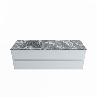 MONDIAZ VICA-DLUX 150cm badmeubel onderkast Clay 2 lades. Inbouw wastafel CLOUD links 1 kraangat, kleur Lava.