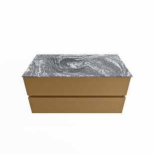 MONDIAZ VICA-DLUX 100cm badmeubel onderkast Oro 2 lades. Inbouw wastafel CLOUD links zonder kraangat, kleur Lava.