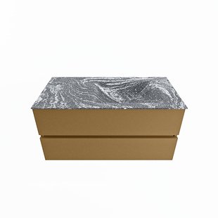 MONDIAZ VICA-DLUX 100cm badmeubel onderkast Oro 2 lades. Inbouw wastafel CLOUD rechts 1 kraangat, kleur Lava.