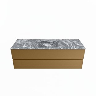 MONDIAZ VICA-DLUX 150cm badmeubel onderkast Oro 2 lades. Inbouw wastafel CLOUD midden zonder kraangat, kleur Lava.