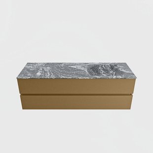 MONDIAZ VICA-DLUX 150cm badmeubel onderkast Oro 2 lades. Inbouw wastafel CLOUD rechts 1 kraangat, kleur Lava.