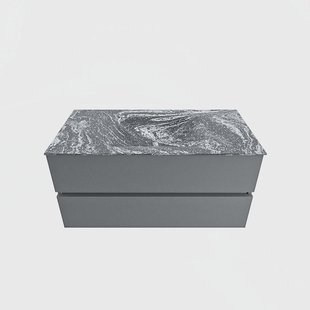 MONDIAZ VICA-DLUX 100cm badmeubel onderkast Plata 2 lades. Inbouw wastafel CLOUD midden zonder kraangat, kleur Lava.