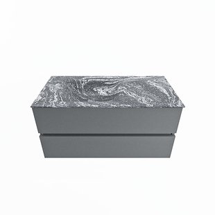 MONDIAZ VICA-DLUX 100cm badmeubel onderkast Plata 2 lades. Inbouw wastafel CLOUD links zonder kraangat, kleur Lava.