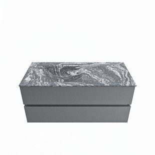 MONDIAZ VICA-DLUX 110cm badmeubel onderkast Plata 2 lades. Inbouw wastafel CLOUD links zonder kraangat, kleur Lava.