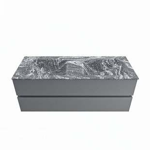 MONDIAZ VICA-DLUX 130cm badmeubel onderkast Plata 2 lades. Inbouw wastafel CLOUD dubbel 2 kraangaten, kleur Lava.