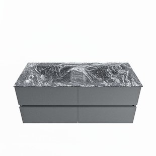 MONDIAZ VICA-DLUX 120cm badmeubel onderkast Plata 4 lades. Inbouw wastafel CLOUD dubbel 2 kraangaten, kleur Lava.