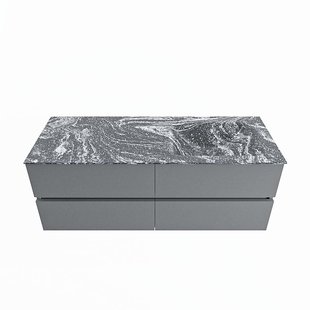 MONDIAZ VICA-DLUX 130cm badmeubel onderkast Plata 4 lades. Inbouw wastafel CLOUD rechts zonder kraangat, kleur Lava.