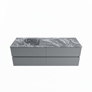 MONDIAZ VICA-DLUX 150cm badmeubel onderkast Plata 4 lades. Inbouw wastafel CLOUD links 1 kraangat, kleur Lava.