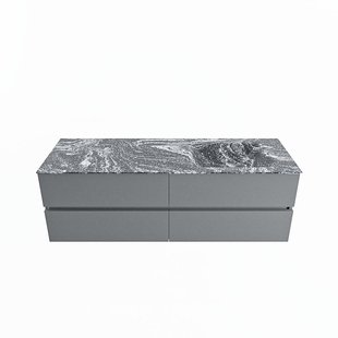 MONDIAZ VICA-DLUX 150cm badmeubel onderkast Plata 4 lades. Inbouw wastafel CLOUD rechts 1 kraangat, kleur Lava.