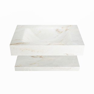 MONDIAZ ALAN-DLUX 70cm planchet Frappe. Vrijhangende wastafel CLOUD midden zonder kraangat, kleur Frappe.