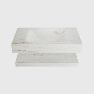 MONDIAZ ALAN-DLUX 80cm planchet Frappe. Vrijhangende wastafel CLOUD midden 1 kraangat, kleur Frappe.