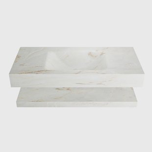 MONDIAZ ALAN-DLUX 100cm planchet Frappe. Vrijhangende wastafel CLOUD midden zonder kraangat, kleur Frappe.