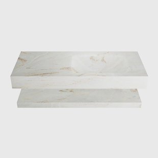 MONDIAZ ALAN-DLUX 110cm planchet Frappe. Vrijhangende wastafel CLOUD rechts 1 kraangat, kleur Frappe.