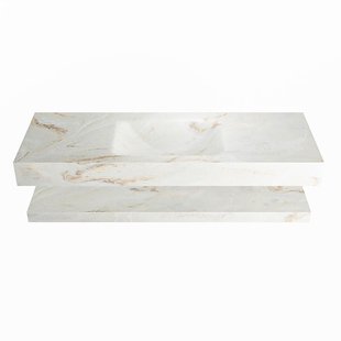 MONDIAZ ALAN-DLUX 130cm planchet Frappe. Vrijhangende wastafel CLOUD midden zonder kraangat, kleur Frappe.
