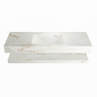 MONDIAZ ALAN-DLUX 130cm planchet Frappe. Vrijhangende wastafel CLOUD midden 1 kraangat, kleur Frappe.