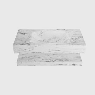 MONDIAZ ALAN-DLUX 90cm planchet Glace. Vrijhangende wastafel CLOUD midden zonder kraangat, kleur Glace.