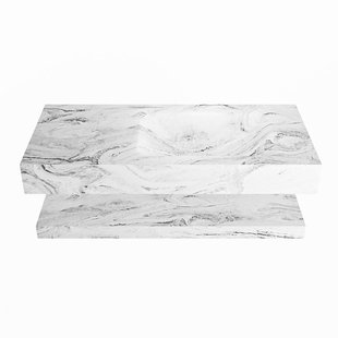 MONDIAZ ALAN-DLUX 100cm planchet Glace. Vrijhangende wastafel CLOUD rechts 1 kraangat, kleur Glace.