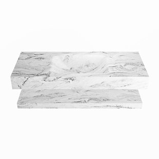 MONDIAZ ALAN-DLUX 110cm planchet Glace. Vrijhangende wastafel CLOUD midden zonder kraangat, kleur Glace.