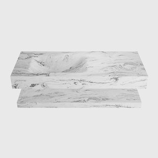 MONDIAZ ALAN-DLUX 110cm planchet Glace. Vrijhangende wastafel CLOUD links 1 kraangat, kleur Glace.