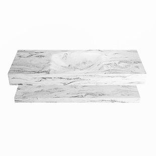 MONDIAZ ALAN-DLUX 120cm planchet Glace. Vrijhangende wastafel CLOUD midden zonder kraangat, kleur Glace.