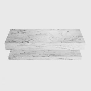 MONDIAZ ALAN-DLUX 120cm planchet Glace. Vrijhangende wastafel CLOUD rechts zonder kraangat, kleur Glace.