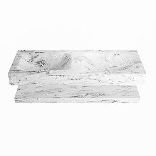 MONDIAZ ALAN-DLUX 120cm planchet Glace. Vrijhangende wastafel CLOUD dubbel zonder kraangat, kleur Glace.