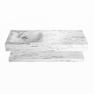 MONDIAZ ALAN-DLUX 120cm planchet Glace. Vrijhangende wastafel CLOUD links 1 kraangat, kleur Glace.