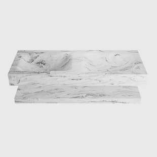 MONDIAZ ALAN-DLUX 120cm planchet Glace. Vrijhangende wastafel CLOUD dubbel 2 kraangaten, kleur Glace.