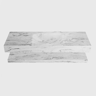 MONDIAZ ALAN-DLUX 130cm planchet Glace. Vrijhangende wastafel CLOUD midden zonder kraangat, kleur Glace.