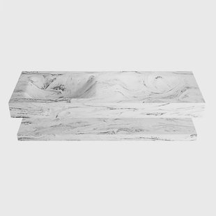 MONDIAZ ALAN-DLUX 130cm planchet Glace. Vrijhangende wastafel CLOUD dubbel zonder kraangat, kleur Glace.